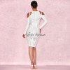 2017 Autumn new women long sleeve o neck bandage dress sexy bodycon hollow out celebrity party elegant white dresses vestidos