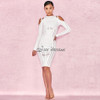 2017 Autumn new women long sleeve o neck bandage dress sexy bodycon hollow out celebrity party elegant white dresses vestidos
