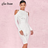 2017 Autumn new women long sleeve o neck bandage dress sexy bodycon hollow out celebrity party elegant white dresses vestidos