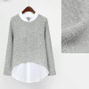 2017 Autumn New Women Blouses Casual Long Sleeve Blouse Patchwork Fake Two Pieces Shirts Plus Size 5XL Shirt Women Tops Blusas