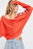 2017 Autumn new flower embroidery Pullovers bright orange color sweaters boho chic bat sleeve winter sweaters knit outerwear