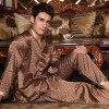 2017 autumn mens pajamas sexy silk sleepwear male short sleeve shorts 100% silk pajamas men homewear sets