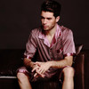 2017 autumn Men Satin Silk Pyjamas Set of T-shirt &amp; Shorts Male Sleepwear Leisure Home Clothing Plus Size