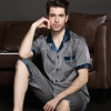 2017 autumn Men Satin Silk Pyjamas Set of T-shirt &amp; Shorts Male Sleepwear Leisure Home Clothing Plus Size