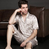2017 autumn Men Satin Silk Pyjamas Set of T-shirt &amp; Shorts Male Sleepwear Leisure Home Clothing Plus Size