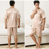 2017 autumn men silk pajamas sets of sleepshirt &amp; shorts adult sleepwear family casual home clothing plus