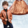 Size 90-170 Kids Tops Pu Fleece Leather Childrens Winter Jackets For Baby Boys Black Cool Outerwear Children's Pu Leather Coat
