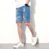 Size 44 , 2017 fashion mens short jeans cotton summer style shorts thin breathable White roll up hem denim shorts men jeans blue Size 44 , 2017 fashion mens short jeans cotton summer style shorts thin breathable White roll up hem denim shorts men jeans blue