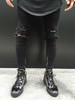 2017 Fashion Hole Jeans Handsome Men Straight Slim Pants Denim Jean Pants Ripped Black Skinny Trousers