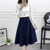 2017 Fashion Corduroy Autumn Winter Casual Skirt High Waist Hepburn Style Vintage Skirt Women Casual Midi Pleated Skirts Belt