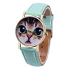 2017 Brand Fashion Womens Watch Cat Pattern Leather Band Analog Quartz Vogue Wrist Watch Casual Wristwatches Relogio 5 Colors