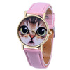2017 Brand Fashion Womens Watch Cat Pattern Leather Band Analog Quartz Vogue Wrist Watch Casual Wristwatches Relogio 5 Colors