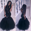 Sparkly Black Girls Mermaid African Prom Dresses Long 2017 Halter Neck Sequins Tulle Sexy Formal Dress Cheap Party Pageant Gown Sparkly Black Girls Mermaid African Prom Dresses Long 2017 Halter Neck Sequins Tulle Sexy Formal Dress Cheap Party Pageant Gown