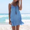 Spaghetti Strap Backless Cross Straps  Back Hole  Plain Casual Dresses