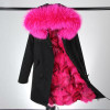 2016 Real Fur Parkas For women's Winter Army Green Large Raccoon Fur Collar Hooded Long coat Fox Fur Liner Jacket top quality