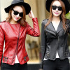2016 New Women PU Leather Short Jacket Slim Spring Autumn Fashion Punk Outwear Long Sleeve Motorcycle Jackets Coat JL