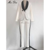 2016 new winter White Blazer Women Slim Blaser Double Breasted Design Blazer Feminino Female Suit Jacket & pants Women Work Wear