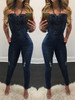 2017 Hirigin Women Sexy Jumpsuits Playsuits Bodysuit Fashion solid bandage Jeans Cotton Sleeveless Slash Neck Hanging neck