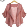 2017 high quality Summer Clothing Cardigans Casual Women's Blouses cotton Shirts for Women Fashion Plus Size zipper Kimonos Tops
