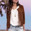2016 new designer natural brown leather jacket women soft pu leather coat laies tassel motorcycle jacket chaqueta de cuero mujer