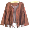 2016 new designer natural brown leather jacket women soft pu leather coat laies tassel motorcycle jacket chaqueta de cuero mujer