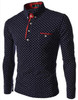 2016 New Brands Mens Dot Long Sleeve POLO Shirts Brands  Long Sleeve Camisas Polo Stand Collar Male Polo Shirt Size 3XL. KJHBA