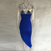 2016 Fashion Women New Style Blue dress Sexy Irregular Split Bodycon Dresses V neck Slim Vestidos
