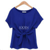 2016 fashion women kimono Bowknot blouses O-neck short sleeve shirts chiffon casual vintage tops plus size XXXXL blusas blouse