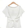 2016 fashion women kimono Bowknot blouses O-neck short sleeve shirts chiffon casual vintage tops plus size XXXXL blusas blouse