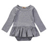 2016 Fashion Newborn Infant Kids Baby Girl Clothes Ruffles Tutu Skirt Long Sleeve Gray Bodysuit Jumpsuit Outfit