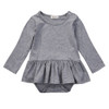 2016 Fashion Newborn Infant Kids Baby Girl Clothes Ruffles Tutu Skirt Long Sleeve Gray Bodysuit Jumpsuit Outfit