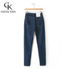 2016 Fashion High Waist retro jeans High Elastic plus size Women Jeans woman femme washed casual skinny pencil Denim pants