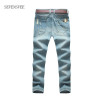 2016 fahion Ripped Denim Pant Knee Hole Zipper Biker Jeans Men Slim Skinny Destroyed Torn Jean Pants fear of god jeans CHOLYL