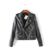Cool Motorcycle Jackets Womens Leather Coats 2016 Winter Letters Graffiti Leather Jacket Women BF Style chaquetas de cuero mujer