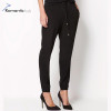 2017 New Summer Pants Women OL Chiffon Mid Waist Harem Pants Bow Tie Drawstring Sweet Elastic Waist Pocket Loose Casual Trousers