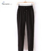 2017 New Summer Pants Women OL Chiffon Mid Waist Harem Pants Bow Tie Drawstring Sweet Elastic Waist Pocket Loose Casual Trousers