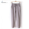 2017 New Summer Pants Women OL Chiffon Mid Waist Harem Pants Bow Tie Drawstring Sweet Elastic Waist Pocket Loose Casual Trousers