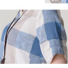 2017 New Summer kimono Casual Women Blouses Plus Size Loose linen Cotton Plaid Shirt round Neck Blusas Feminina Women tops