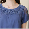 2017 New Summer Casual Women Blouses Plus Size Hollow Out Blouse Lace linen Cotton Shirt Patchwork Blusas Feminina Women tops