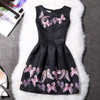 2017 New Summer Casual Dresses Women Sleeveless Vest Dress Lady Floral Print O Neck A Line Party Short Slim Dress Vestidos
