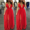 2016 Summer Women Casual Sexy Sleeveless Chiffon  Evening Party Dress Female Beach Backless Long Maxi Dress Red vestido de festa