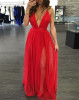 2016 Summer Women Casual Sexy Sleeveless Chiffon  Evening Party Dress Female Beach Backless Long Maxi Dress Red vestido de festa