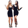 2016 New Winter Dress Women Long Sleeve Sexy Party Black Knitted Mini Dress Casual Bodycon Dress Vestidos Sweater Slim Dresses