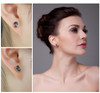 2016 New Wholesale 1.5ct Women Fashion Genuine Natural Fire Rainbow Mystic Topaz Earrings Stud Oval Solid 925 Sterling Silver