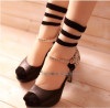 2016 new summer fashion socks wholesale transparent crystal Japanese glass wool socks socks three bars
