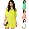 2016 new style of Women Summer Dress Casual Short Sleeve Off shoulder O-neck Chiffon Dress Cozy Pour Color Ladies Vestidos