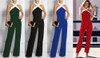 Reaqka Rompers Womens Jumpsuit 2016 Hot Black White Splicing Playsuits Wide Leg Halter Ladies Elegant Plus Size XXXL Bodysuits