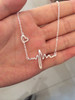 Real. 925 Sterling Silver Lifeline Pulse &Open Heart Pendant Heartbeat Necklace chain 18" GTLX495