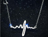 Real. 925 Sterling Silver Lifeline Pulse &Open Heart Pendant Heartbeat Necklace chain 18" GTLX495