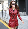 Real Raccoon Fur Leather Coat Women Leather Jacket  Long Slim Ladies Jackets Coats Outerwear Women's Leather Clothing Black